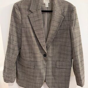 H&M Black and White Checkered Blazer